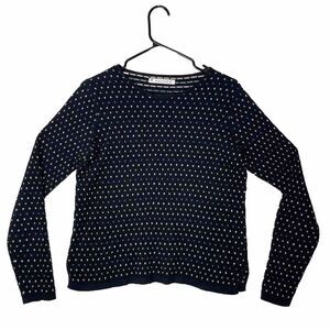 Organic Cotton Nordic Polka Dot Sweater Shirt S Navy Knit Scandi Core by Mansted